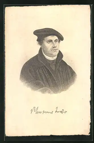 AK Martin Luther, Portrait mit Mütze