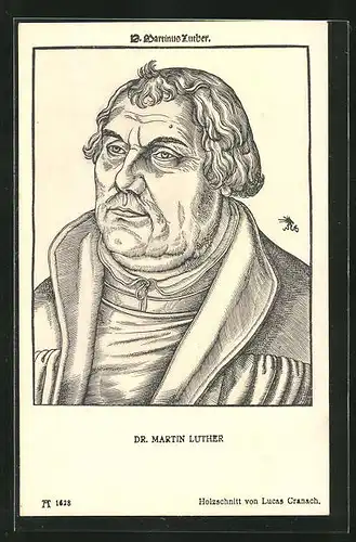 AK Dr. Martin Luther, Holzschnitt nach Lucas Cranach