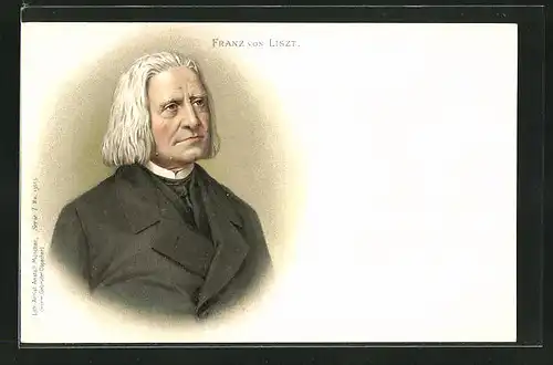 Lithographie Franz von Liszt, Portrait des Komponisten