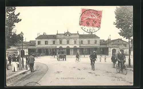 AK Chartres, La Gare, Blick auf den Bahnhof