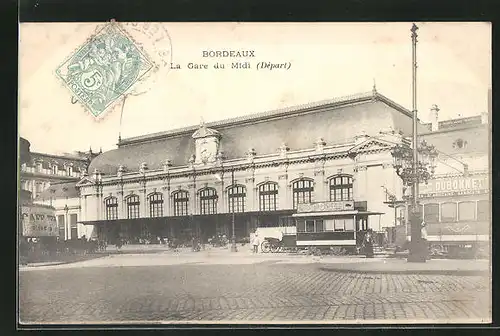 AK Bordeaux, La Gare du Midi, Strassenbahn am Bahnhof