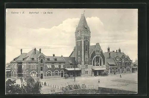 AK Colmar, La Gare, Blick zum Bahnhof