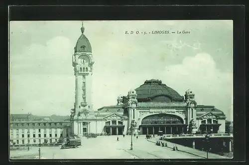 AK Limoges, la Gare, Blick zum Bahnhofsgebäude