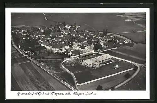 AK Gremsdorf, Pflegeanstalt mit Feldern vom Flugzeug aus