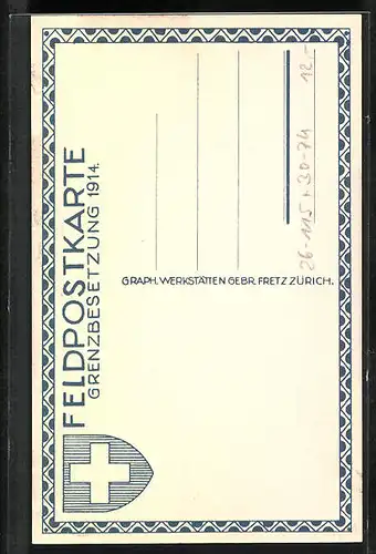 Künstler-AK Carl Moos: Schweizerische Grenzbesetzung 1914, Fahnenträger