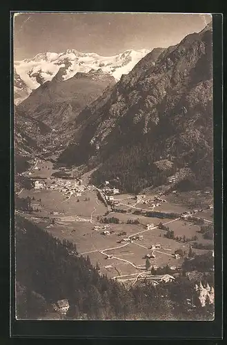 AK Gressoney, Veduta generale del bacino e dei ghiacciai del Monte Rosa