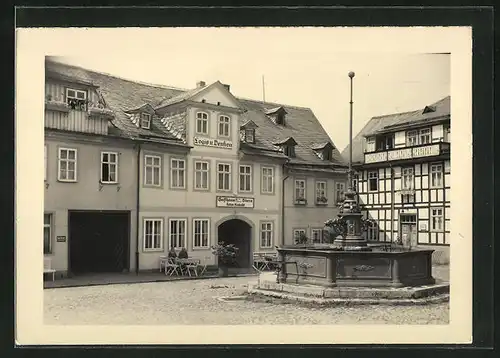 AK Leutenberg-Thür., Gasthaus Stern mit Brunnen