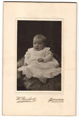 Fotografie H. Ramhorst, Bielefeld, Portrait Säugling in weissem Kleidchen