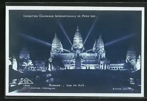 AK Paris, Exposition coloniale internationale 1931, Angkor, Vue de Nuit