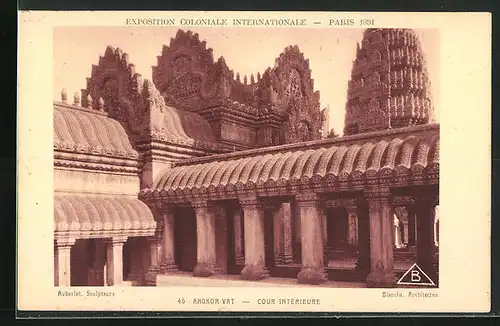 AK Paris, Exposition coloniale internationale 1931, Angkor-Vat, Cour Interieure