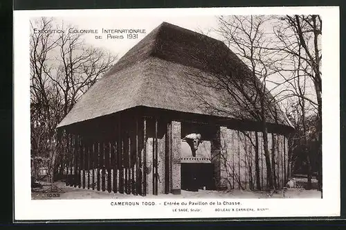 AK Paris, Exposition coloniale internationale 1931, Cameroun Togo, Entree du Pavillon de la Chasse