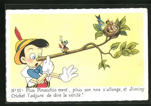 AK Walt Disney`s Pinocchio mit langer Nase