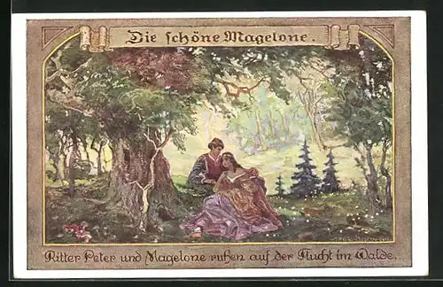 Künstler-AK sign. Janowski: Die deutschen Volksbücher, Die schöne Magelone und Ritter Peter