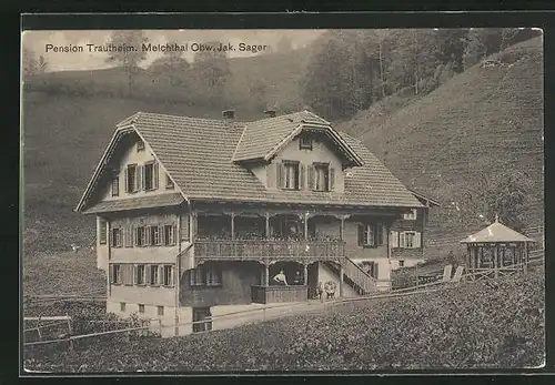 AK Melchthal / Obw., Hotel Pension Trautheim von J. Sager