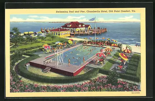 AK Old Point Comfort, VA, Chamberlin Hotel, Swimming Pool and Pier