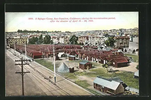 AK San Francisco, CA, Refugee Camp, Flüchtlingslager nach dem Erdbeben von 1906