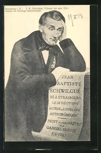 AK Uhrenmacher Jean Baptiste Schwilgue mit Schriftrolle