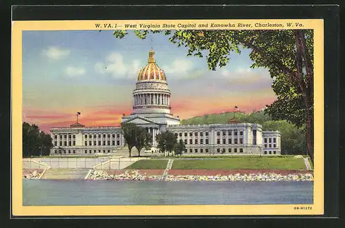 AK Charleston, WV, West Virginia State Capitol and Kanawha River
