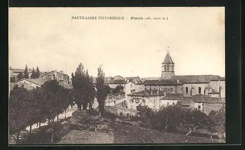 AK Pinols, Ortsansicht mit Kirche