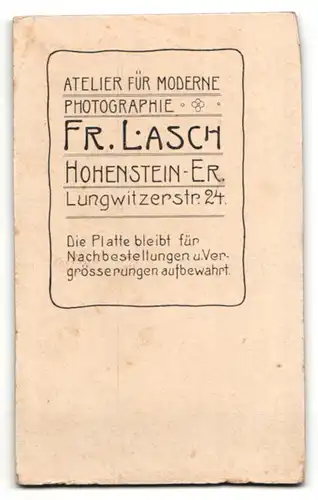 Fotografie Fr. Lasch, Hohenstein-Er., Portrait hübscher junger Mann mit Fliege im Anzug