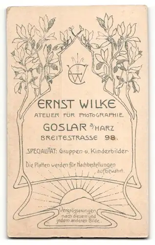 Fotografie Ernst Wilke, Goslar a / Harz, Portrait bürgerliches Paar in modischer Kleidung
