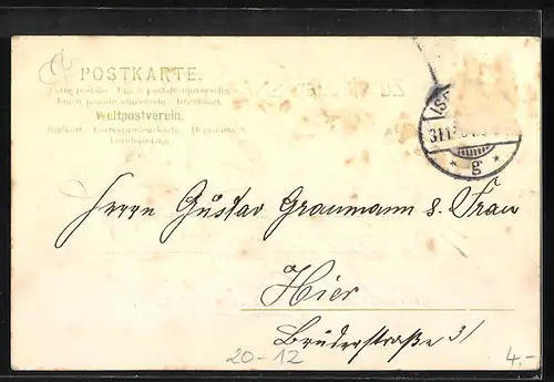 Präge-AK Goldene Jahreszahl 1905 mit Kleeblättern
