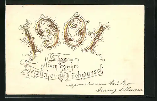 Präge-AK Goldene Jahreszahl in Ornamentschrift