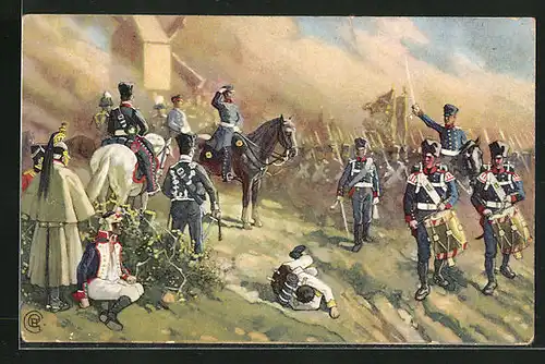 Künstler-AK Völkerschlacht 1813, General Bülow bei Dennewitz