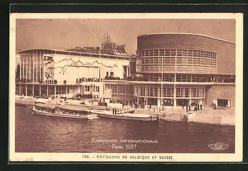 AK Paris, Exposition internationale 1937, Pavillons de Belgique et Suisse