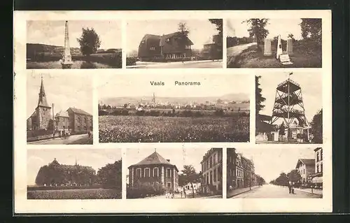 AK Vaals, Panoramablick, Kirche, Aussichtsturm, Strassenansichten, Denkmal