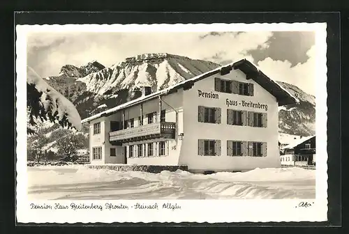AK Pfronten-Steinach / Allgäu, Pension Haus Breitenberg im Winter