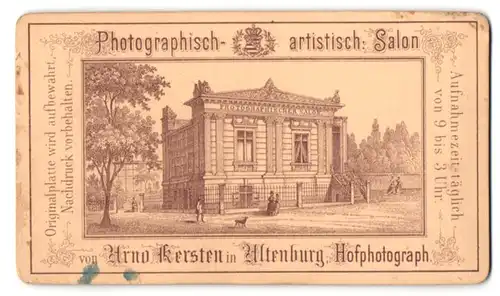 Fotografie Arno Kersten, Altenburg, rückseitige Ansicht Altenburg, Phot. Salon, vorderseitig Portrait Familie