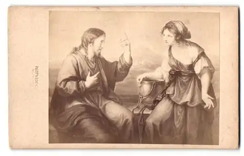 Fotografie Piloty & Loehle, München, Gemälde von unbek. Künstler, Christus und Frau