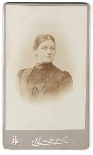 Fotografie A. Jandorf & Co, Berlin, Portrait bürgerliche Dame mit zurückgebundenem Haar