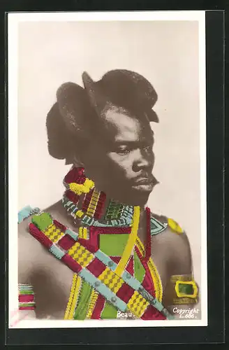 AK Zulu Beau, Afrikaner vom Stamm der Zulu mit aufwändiger Frisur