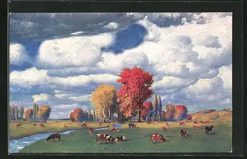 Künstler-AK Eduard Rüdisühli: Herbstweide