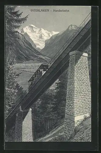 AK Interlaken, Harder-Bergbahn auf der Strecke