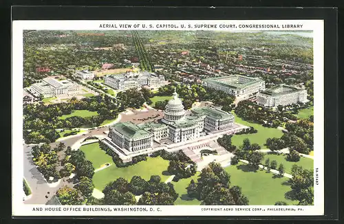 AK Washington D.C., Aerial View of U.S. Capitol, Supreme Court and Congressional Library