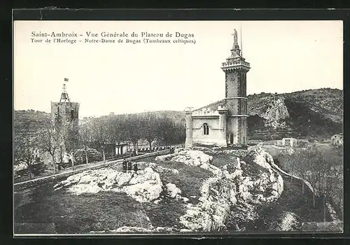 AK Saint-Ambroix, Vue Generale du Plateau de Dugas, Tour de l`Horloge, Notre-Dame de Dugas
