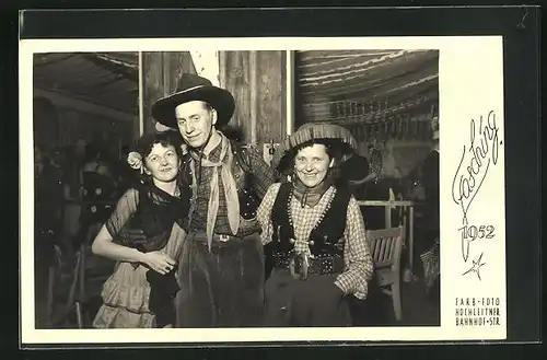 AK Fasching 1952, Cowgirl und Cowboy