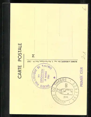AK Valence, Briefmarken Ausstellung 1961, Dernier pourtraict de Mandrin