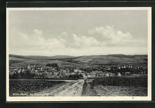 AK Mihla / Werra, Blick vom Feld auf den Ort