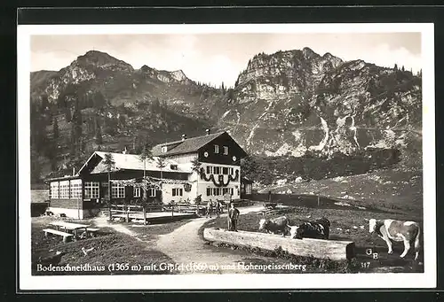 AK Neuhaus, Hotel Bodenschneidhaus mit Blick auf Hohenpeissenberg