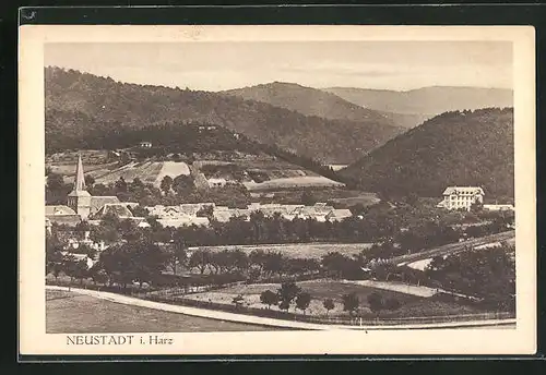 AK Neustadt i. Harz, Teilansicht mit Kirche und Umgebung