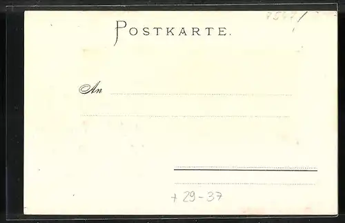 Passepartout-Lithographie Wildbad, Kernerstrasse und obere Olgastrasse, Wappen