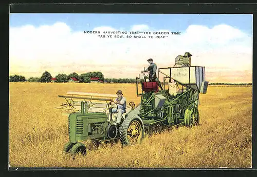 AK Traktor und Mähmaschine von John Deer, Modern Harvesting Time, the golden Time