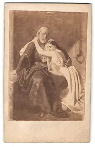 Fotografie Portrait Graf Guido von Flandern und Tochter im Gefängnis, Gemälde von G. Laves