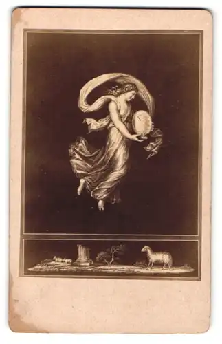 Fotografie Gemälde Raphael, Die Stunden des Tages IV., Dame mit Sonnenuhr