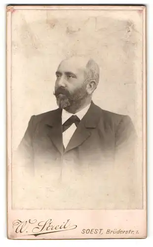 Fotografie W. Streil, Soest, Portrait Herr mit Bart in Anzug