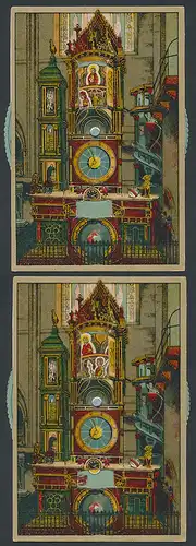 Mechanische-AK Strasbourg, L`horloge astronom. de la Cathédrale, Kunstuhr i. d. Kathedrale, Stellrad z. ändern d. Motivs